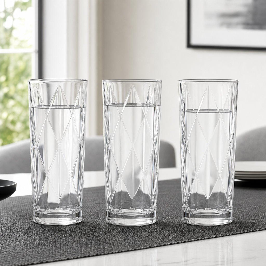 96 Pieces Diamond Glass Tumbler Set, 245 ml, 3 Pieces