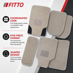 72 Pieces Universal Car Floor Mat Sets, Beige Carpet-Style Cut-Out Design, 5-Piece