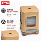 96 Pieces Stackable Square Plastic Stool, Beige, 45 x 34 x 30 cm
