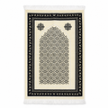 72 Pieces Decorative Prayer Mats, Turkish Style, Cream and Black Geometric Metallic Pattern