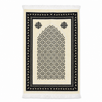 72 Pieces Decorative Prayer Mats, Turkish Style, Cream and Black Geometric Metallic Pattern