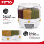 48 Pieces Rotating Rice Storage Dispenser, 10 L, White, 1 Piece, Dry Food Container for Kitchen Organization