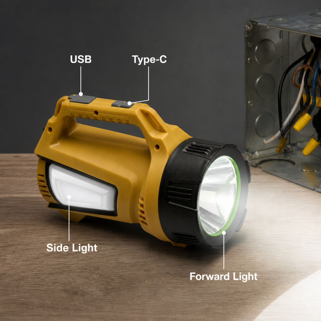 48 Pieces Portable Double-Sided LED Lights with USB and Type-C Charging, Yellow and Black, 1 Piece