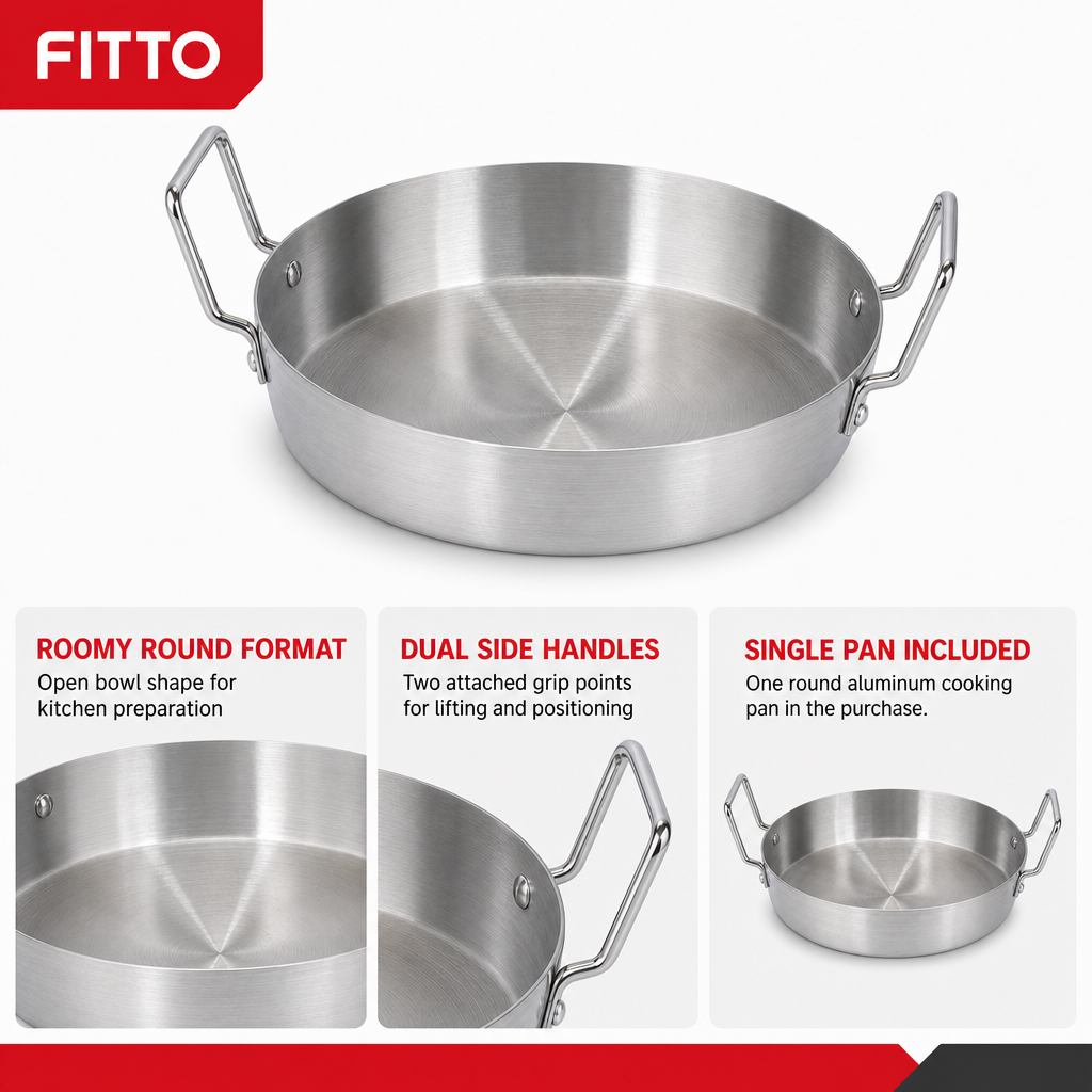 60 Pieces Aluminum Kadai Cooking Pan with Dual Handles, Round Silver Cookwares for Kitchen Preparation