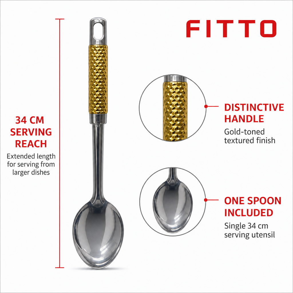 120 Pieces Gold Stainless Steel Serving Spoon, 34 cm, 1 Piece