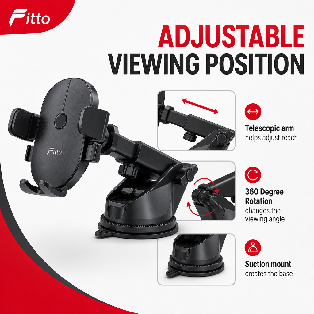 96 Pieces Automatic Car Phone Holder with Telescopic Suction Mount and 360 Degree Rotation