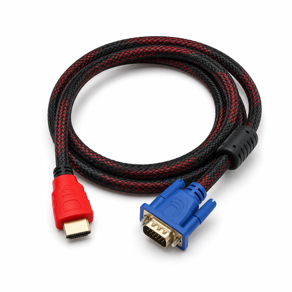 96 Pieces HDMI to VGA Adapter Cables, Braided, 20 cm, Single Cable for Video Connection