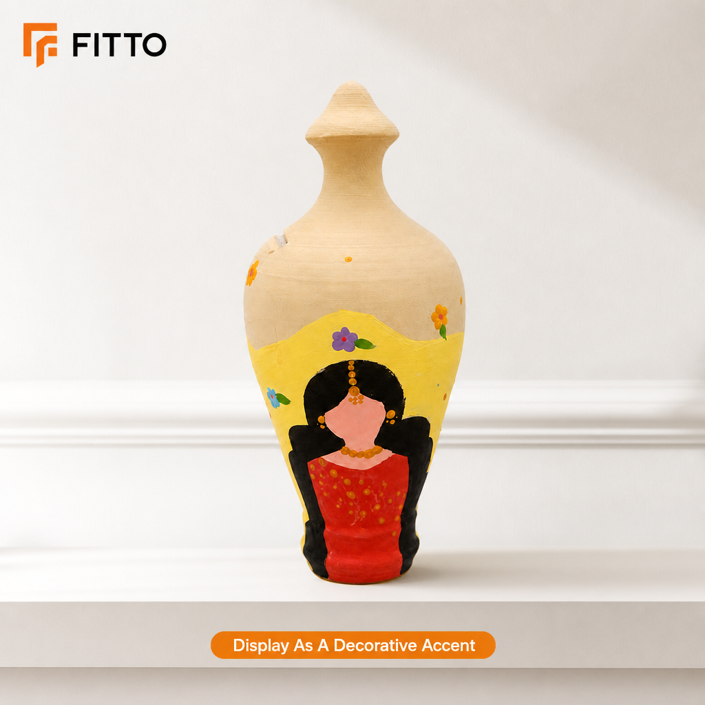 96 Pieces Hand-Painted Decorative Bottle Vase with Portrait Design, 18 cm