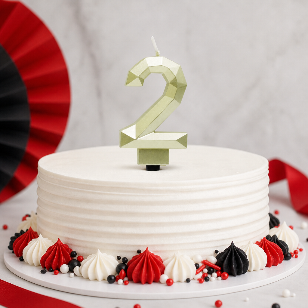 240 Pieces Diamond Number 2 Cake Candle, 3 Inch, 1 Piece, Assorted Colour