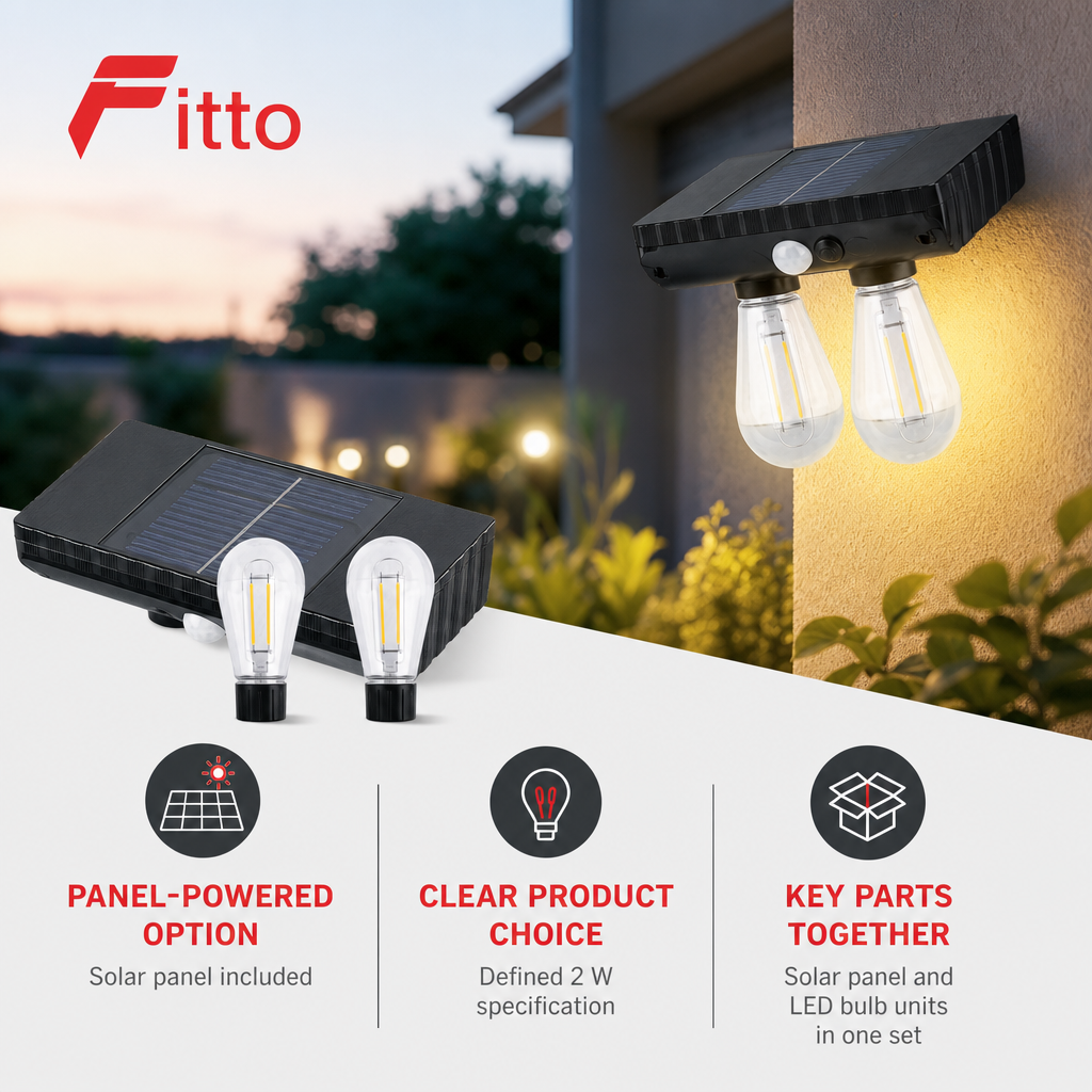96 Pieces Solar LED Bulb Kit with Solar Panel, 2 W, Black, 1 Set