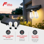 96 Pieces Solar LED Bulb Kit with Solar Panel, 2 W, Black, 1 Set