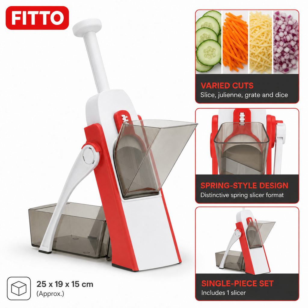 96 Pieces Spring Slicer Red And White Food Preparation Tools, Slice Julienne Grate And Dice, 1 Piece