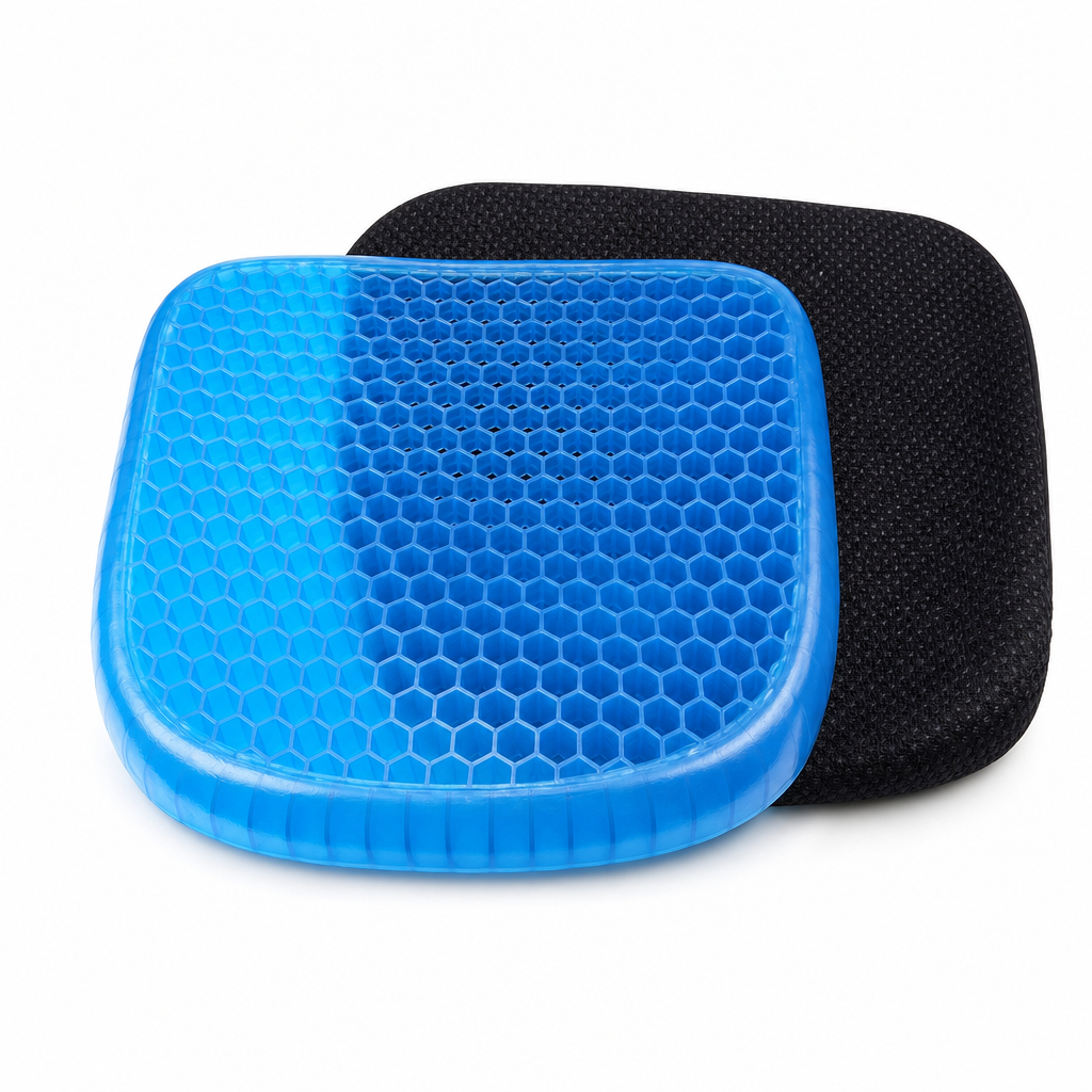 96 Pieces Blue and Black Honeycomb Gel Seat Cushion with Cover, 45 x 40 x 8 cm, 1 Set