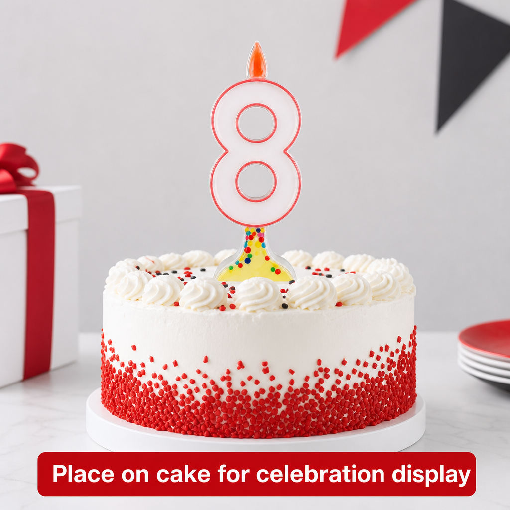 120 Pieces Mixed Colour LED Number 8 Cake Candle for Birthday Celebrations, Single Unit