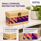 96 Pieces Woven Bamboo Storage Chest with Wooden Frame and Latch, 15 x 10 x 8 cm