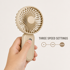 120 Pieces Beige Rechargeable Mini Hand Fan, Portable Handheld Fan with Three Speed Settings