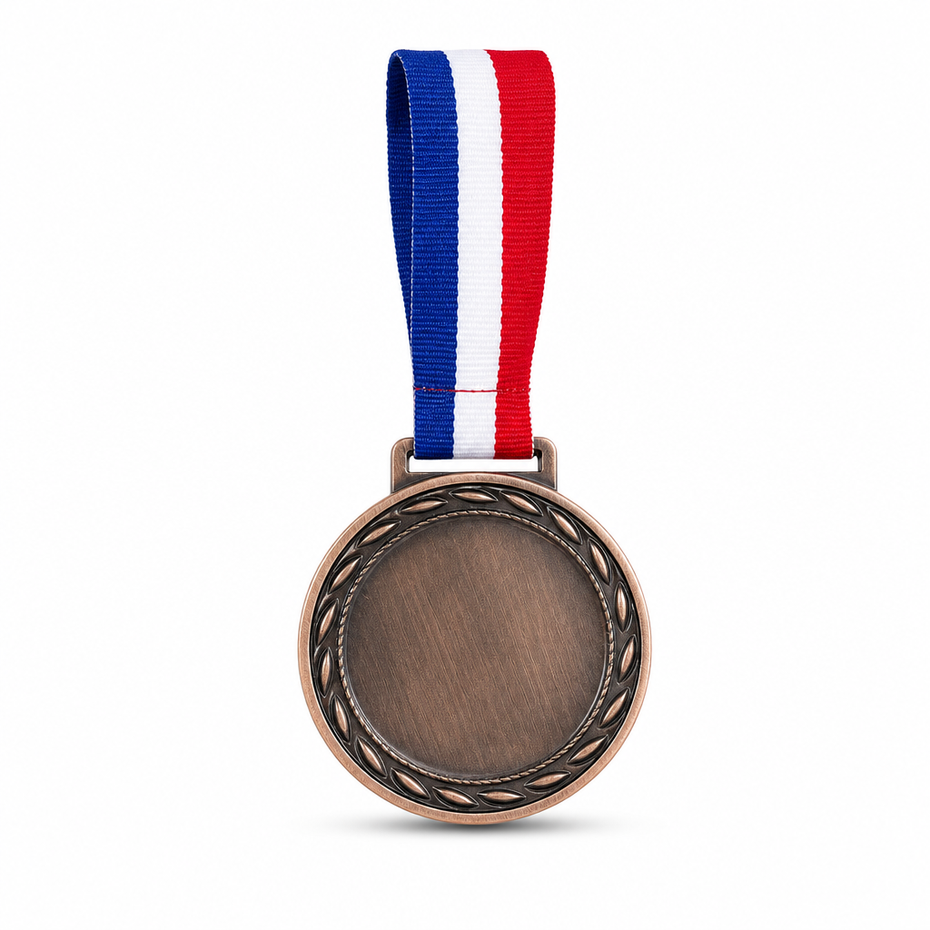 144 Pieces Plain Sports Medal with Red White Blue Ribbon, Bronze Award Recognition