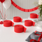 144 Pieces Red Paper Party Decorations Rolls, 5 cm x 230 cm, 6 Pieces for Celebrations and Venue Styling