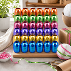 96 Pieces Assorted Colour Metallic Ribbon Rolls, 5 mm x 10 m, 24 Rolls for Crafting and Decorations