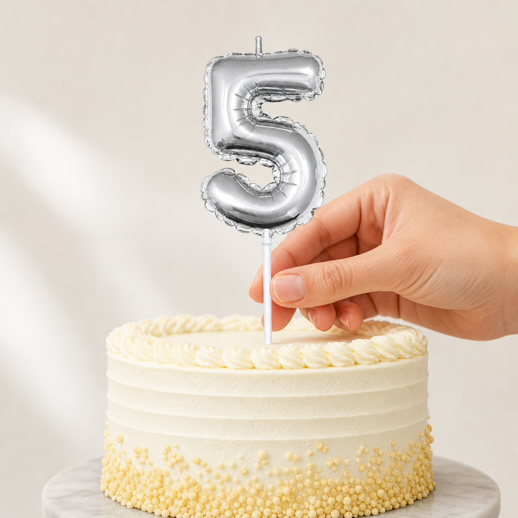 144 Pieces Silver Number 5 Cake Candle, 9 cm, Happy Birthday Party Decorations