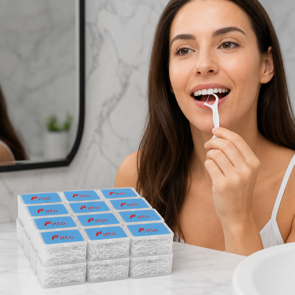 96 Pieces Dental Floss Picks, White, 30 Pieces Per Pack, 12-Pack Oral Care Set