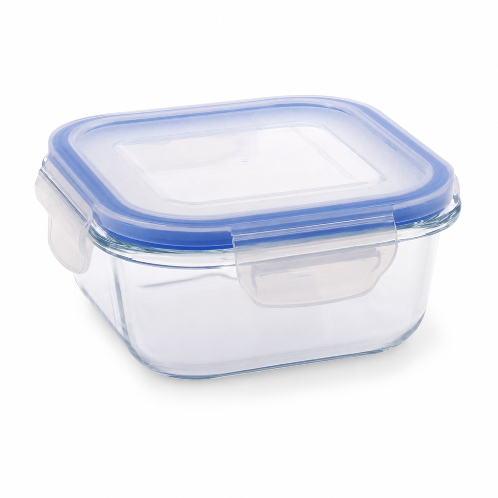 96 Pieces Square Glass Food Container with PP Lid, 520 ml