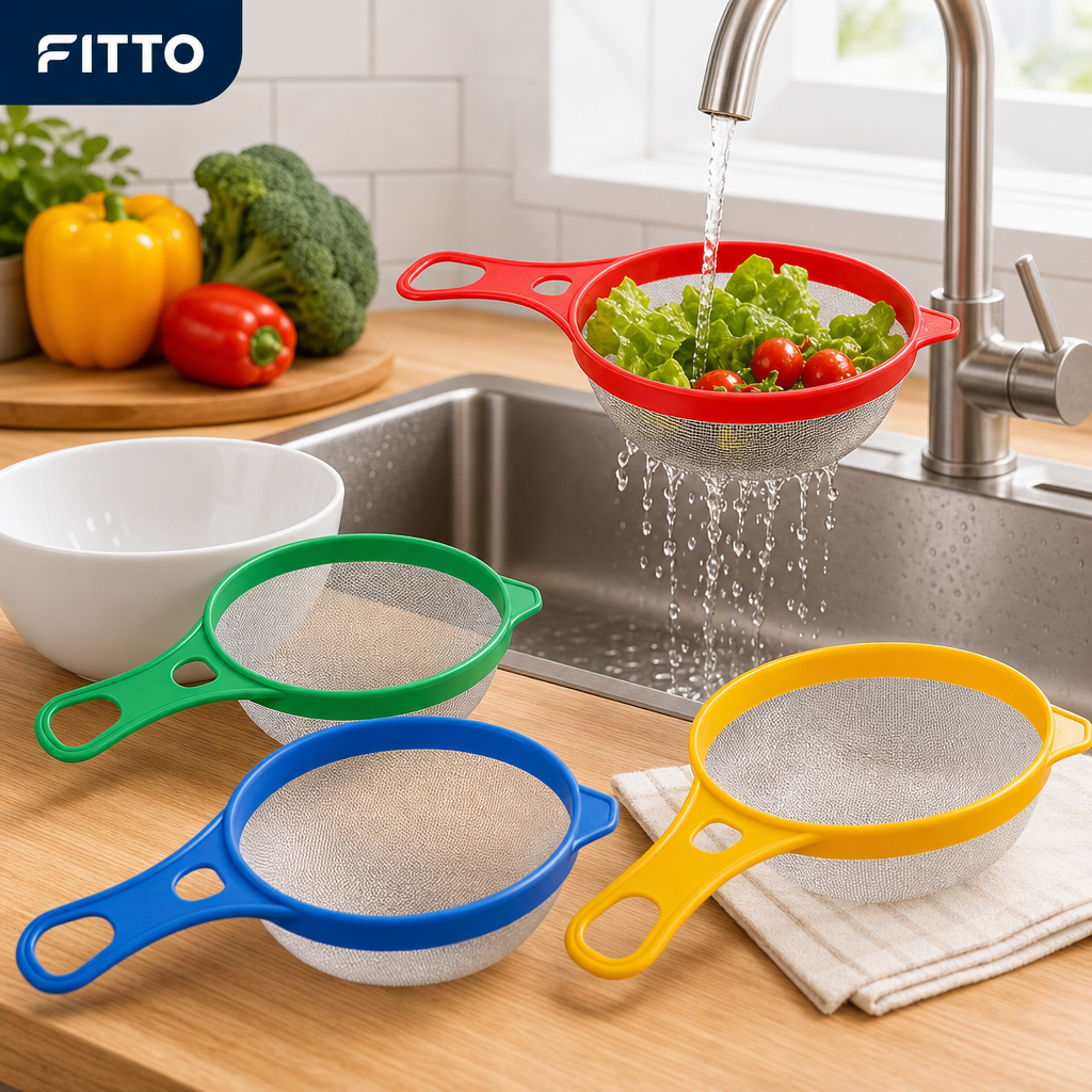 96 Pieces Plastic Mesh Strainer Set, 4-Piece Multicolor Kitchen Sieve Collection for Rinsing and Draining