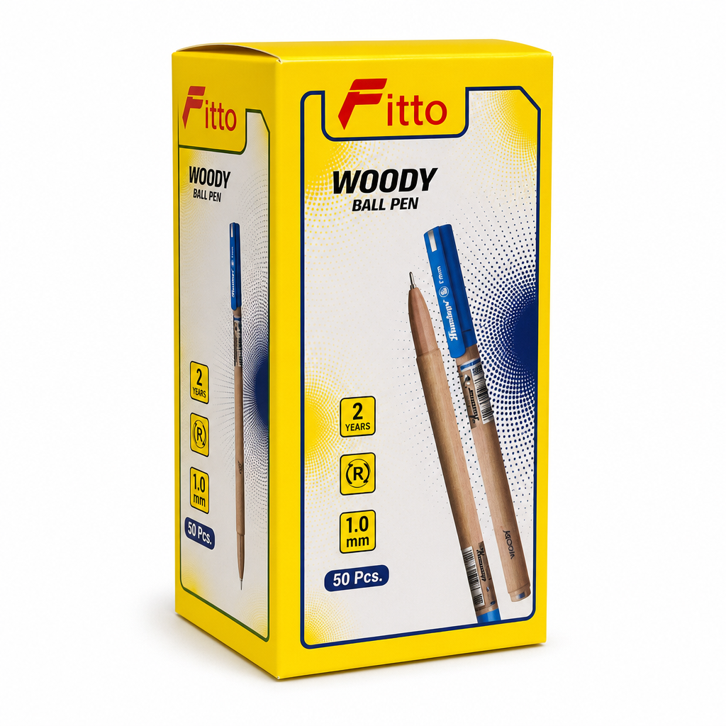 96 Pieces Woody Ball Pens, 1.0 mm Blue Ink, 50-Pack