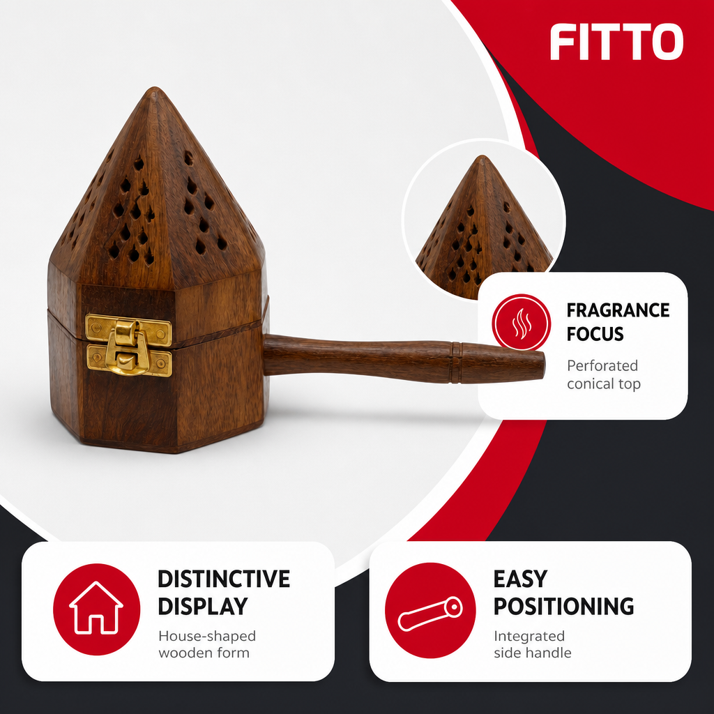 96 Pieces Wooden Incense Burner House with Handle, Conical Design, 3 Inch