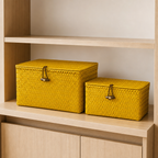 60 Pieces 2-Piece Rectangular Woven Storage Box Set with Lids, 25 x 18 cm and 20 x 15 cm