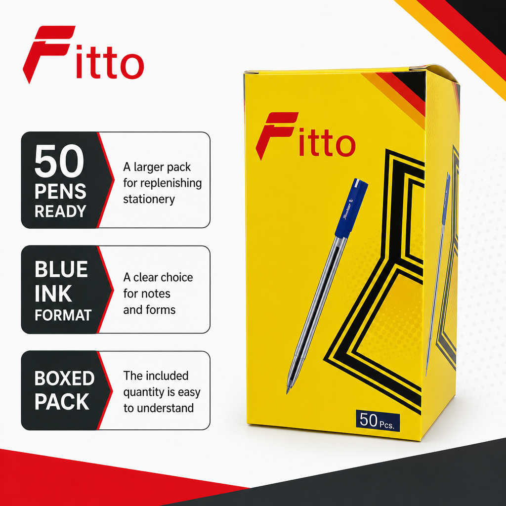 96 Pieces Ballpoint Pens, Blue Ink, 50 Pack for Office, School and Everyday Writing