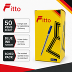 96 Pieces Ballpoint Pens, Blue Ink, 50 Pack for Office, School and Everyday Writing