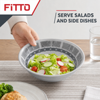 96 Pieces Melamine Salad Bowl, 7 Inch, Grey, Geometric Border