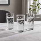 96 Pieces Wavy Glass Tumbler Set, 210 ml, 3 Pieces