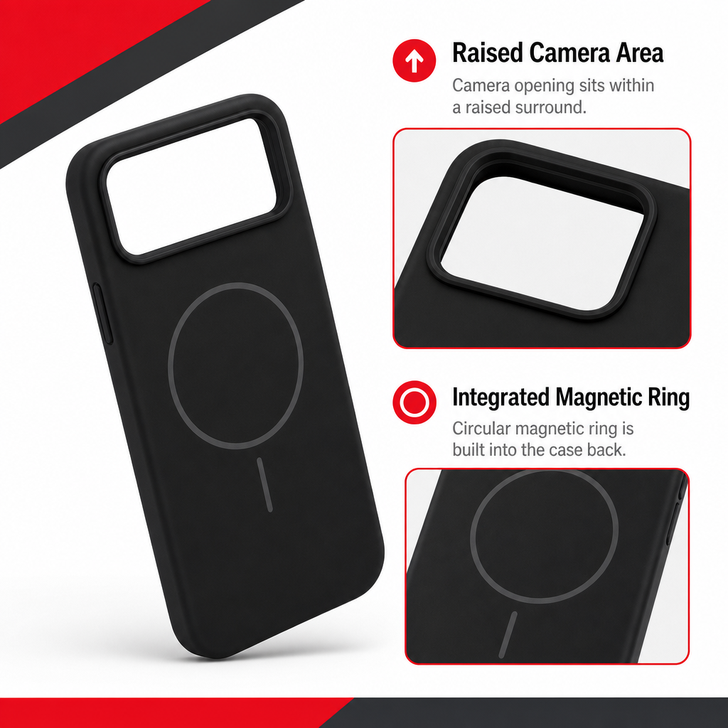 120 Pieces Silicone Magnetic Phone Cases with Raised Camera Protection, Black