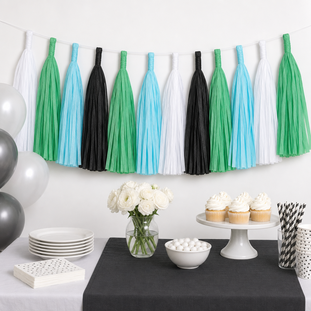 240 Pieces Tassel Garland, 2 m x 15 cm, Assorted Colours, 12 Pieces for Party Backdrops and Celebration Decor