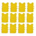 48 Pieces Lightweight Fabric Sports Training Bibs with Side Straps, Standard Size, Yellow, 12-Piece Pack