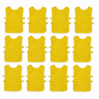 48 Pieces Lightweight Fabric Sports Training Bibs with Side Straps, Standard Size, Yellow, 12-Piece Pack