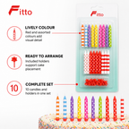 120 Pieces Jumbo Birthday Candles with Holders, 10 Pieces, Red Assorted Colours for Cake Decoration