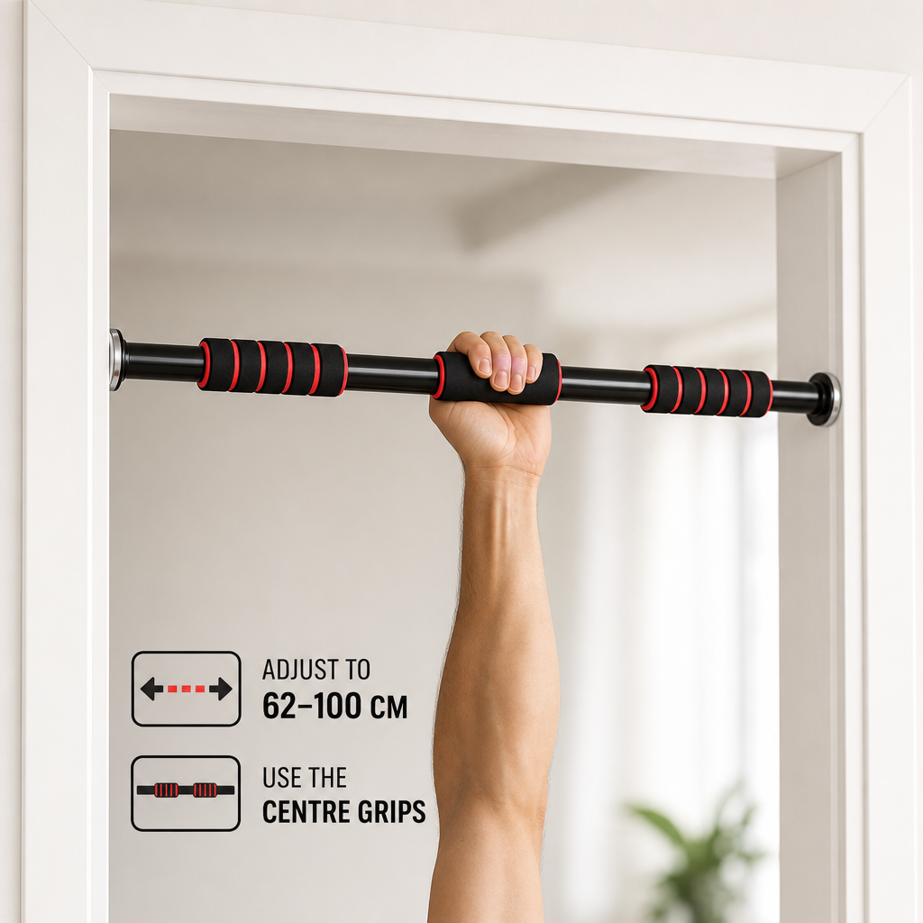 72 Pieces Adjustable Doorway Pull-Up Bar, 62–100 cm, Home Strength Training Equipment