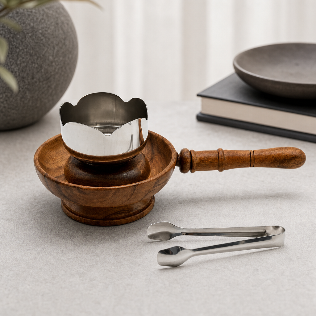 72 Pieces Wooden Incense Burner with Handle, Metal Cup and Tongs, 8 Inch