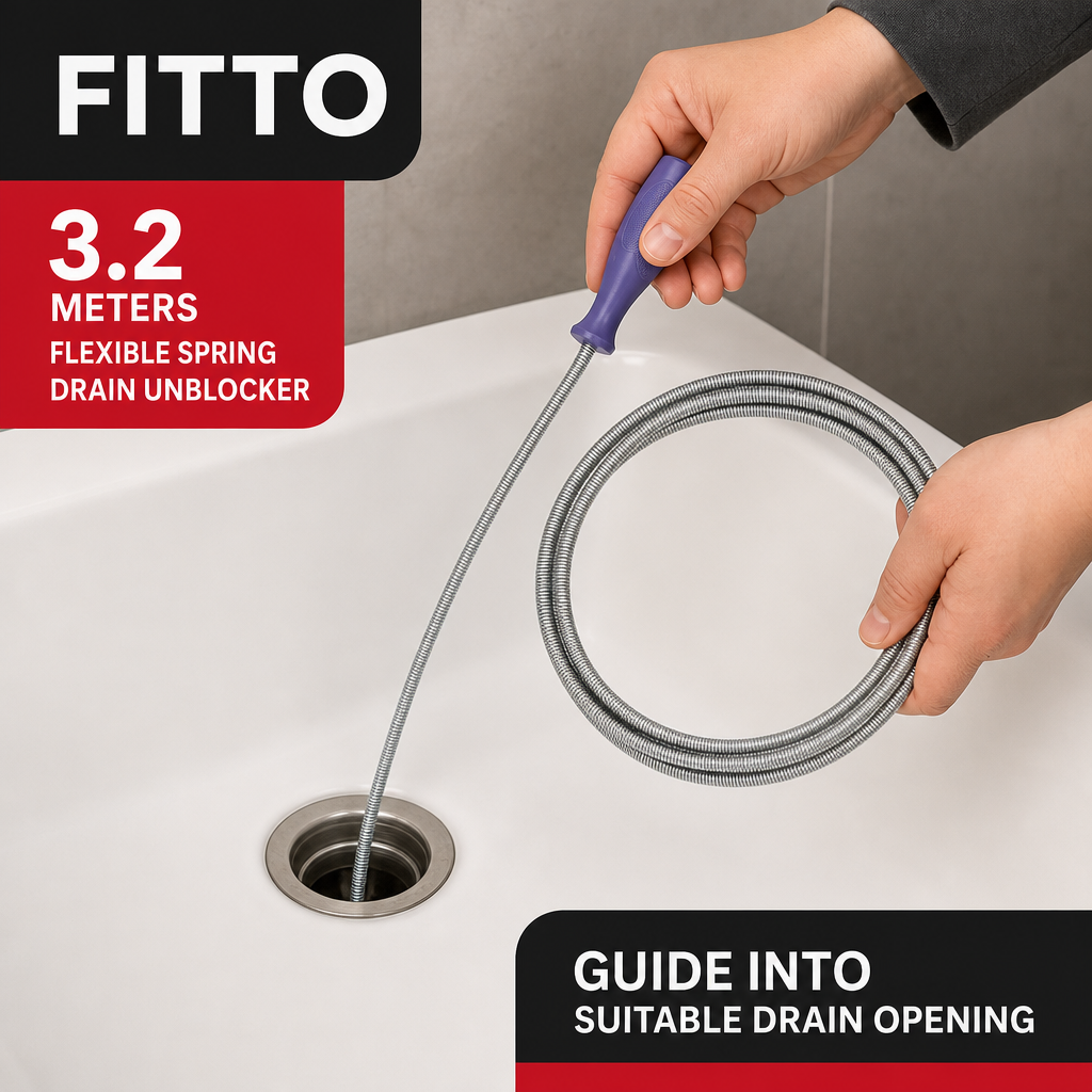 144 Pieces Flexible Spring Drain Unblocker, 3.2 Meter, Silver, 1 Piece