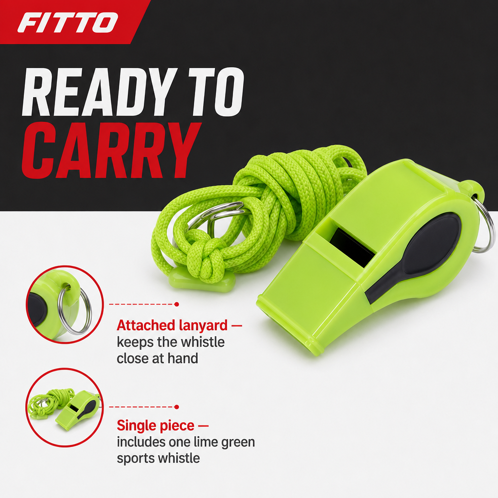120 Pieces Sports Whistles with Lanyard, Lime Green, Single Piece