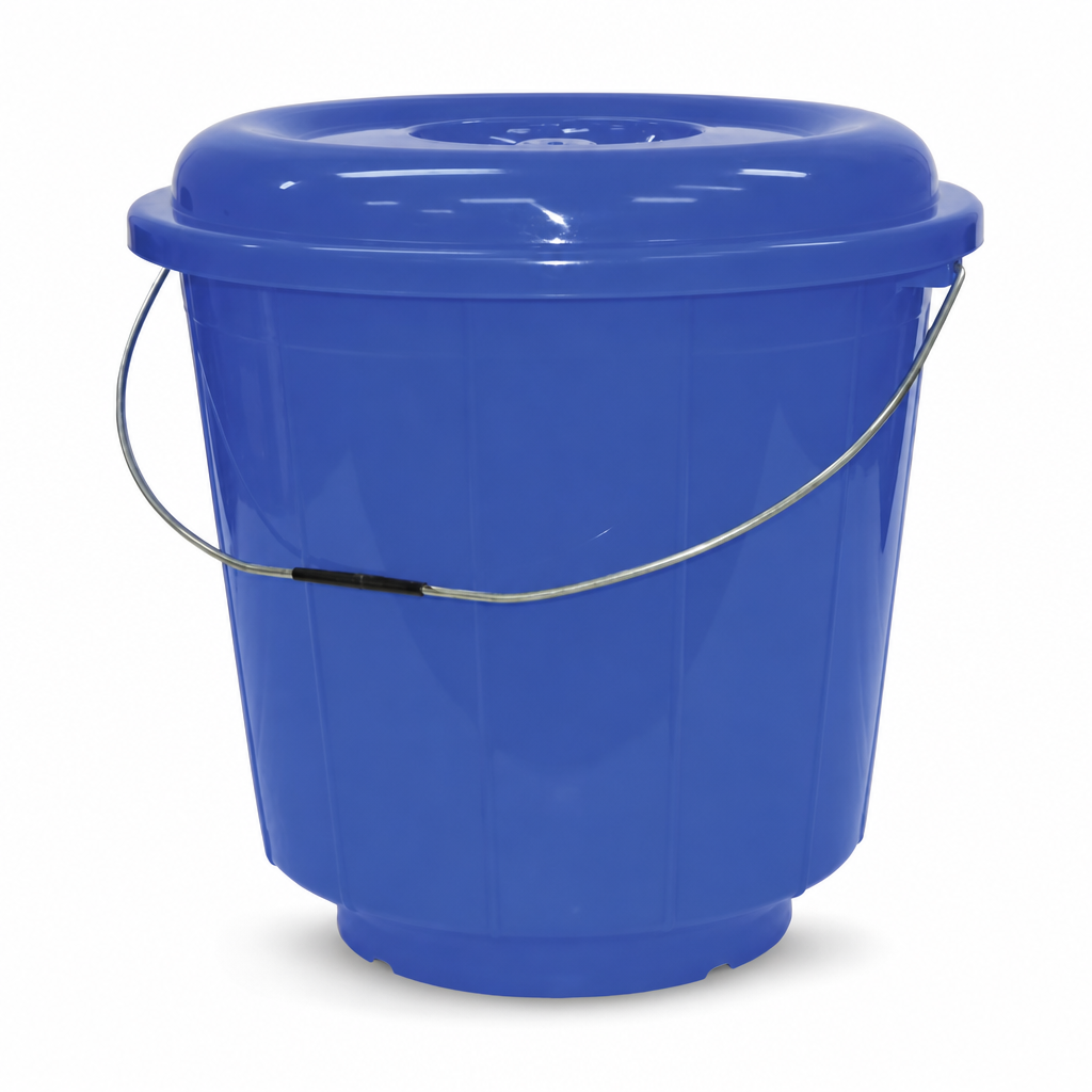 120 Pieces Household Buckets with Lid and Carry Handle, Plastic, 7 Litre, Blue