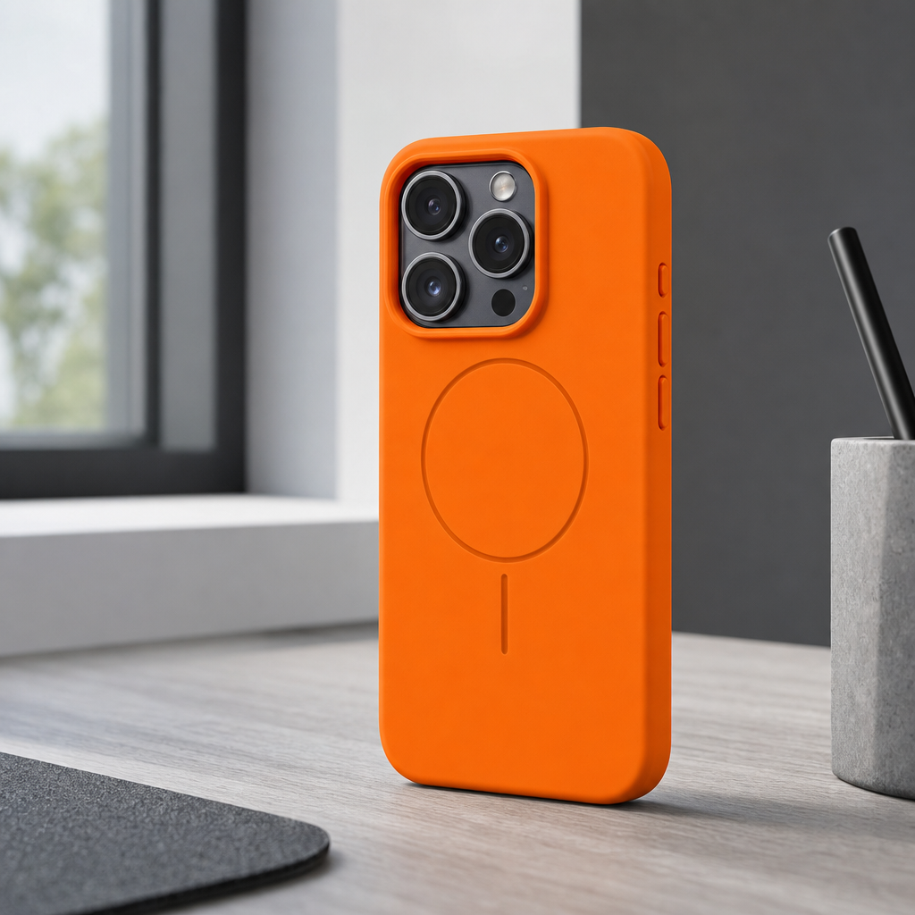 120 Pieces Phone Cases for iPhone 17, Silicone Magnetic Cover with Raised Camera Protection, Orange