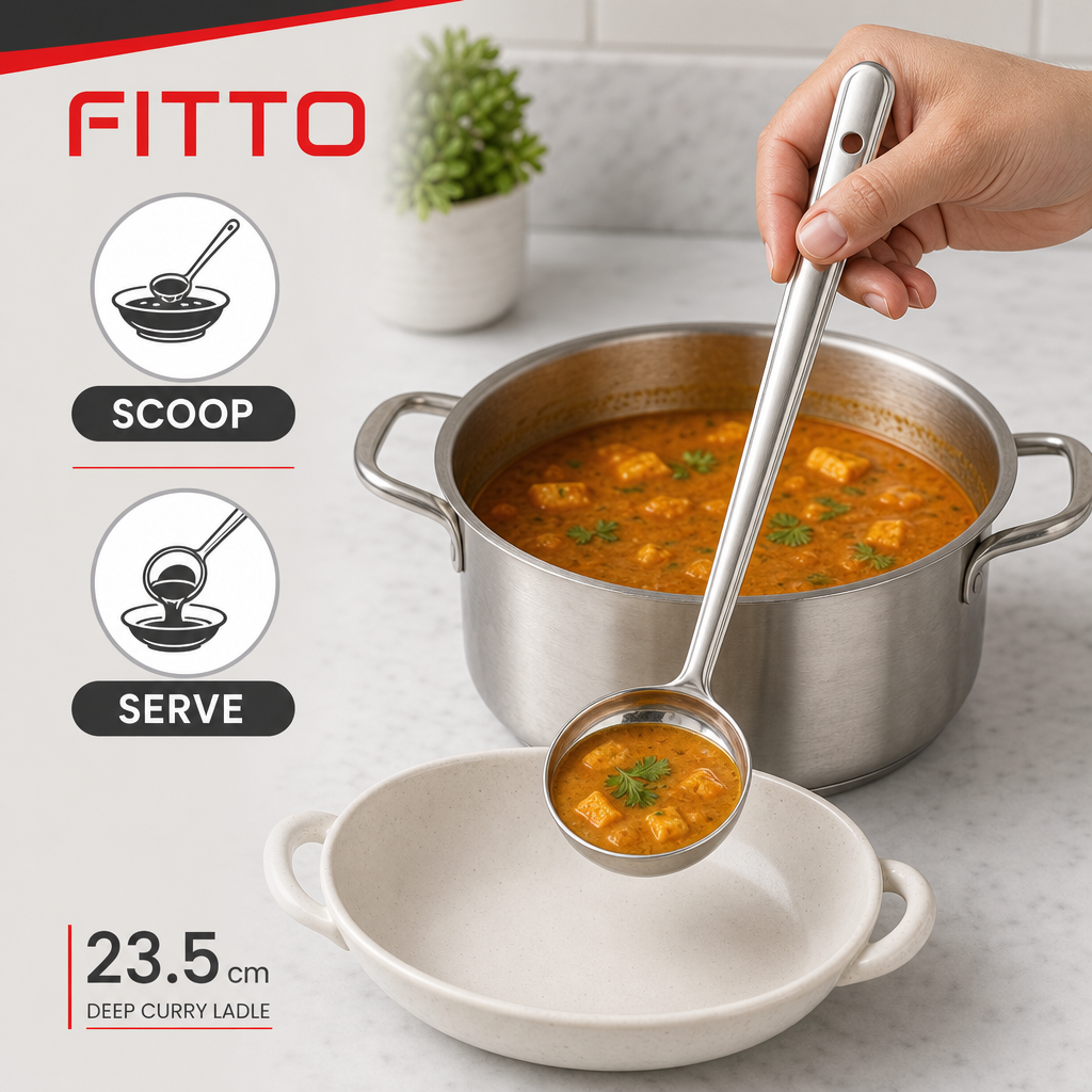 240 Pieces Stainless Steel Deep Curry Ladle, 23.5 cm, 1 Piece