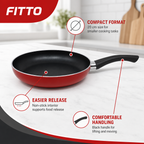 72 Pieces Red 20 cm Aluminium Non-Stick Frying Pan with Black Handle
