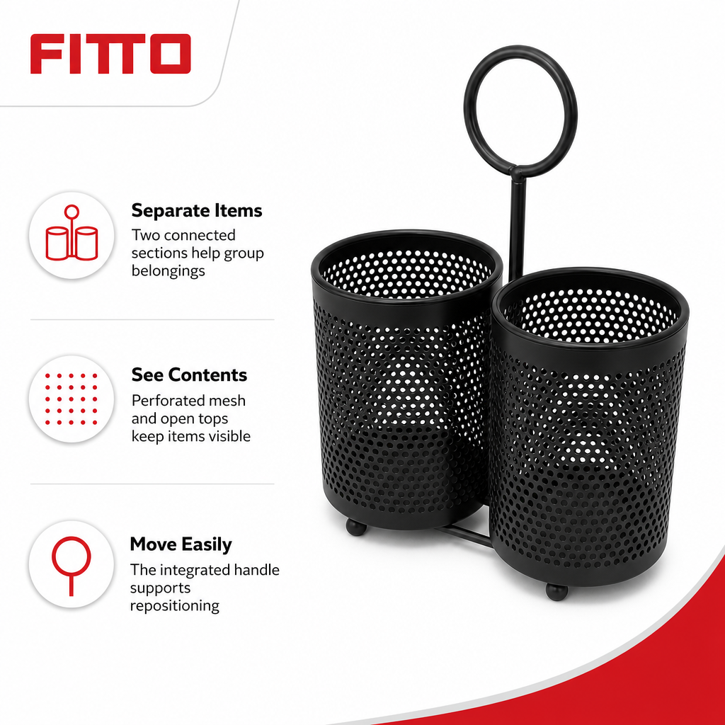 96 Pieces Black Double Mesh Storage Basket with Carry Handle, 28 x 18 x 15 cm