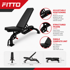48 Pieces Adjustable Gym Benches with Heavy-Duty Steel Frame, Multi-Angle Backrest and Seat, Black, 129 x 49.5 x 21 cm