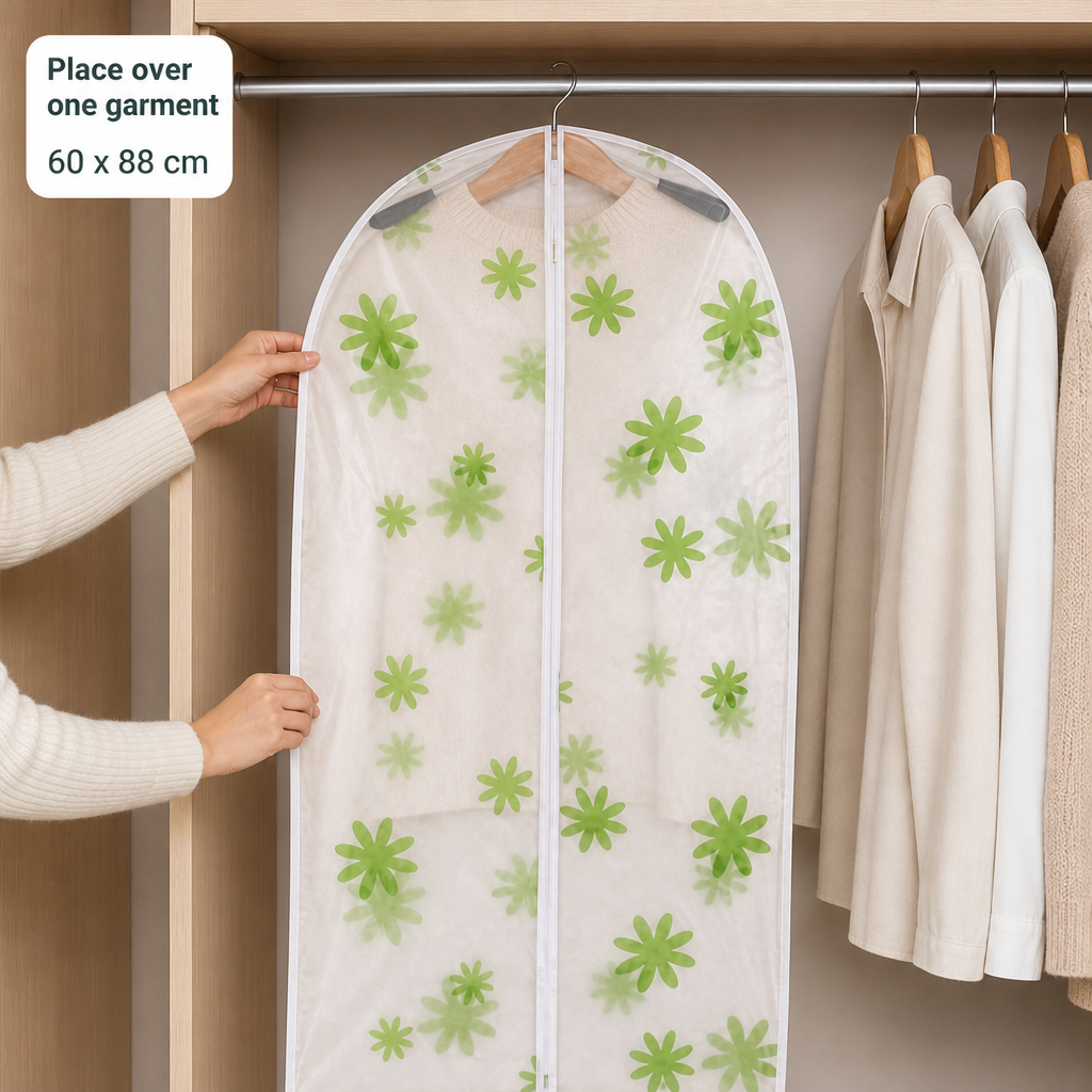 240 Pieces Clothing Protective Covers, White and Green Floral Pattern, 60 x 88 cm, 1 Piece